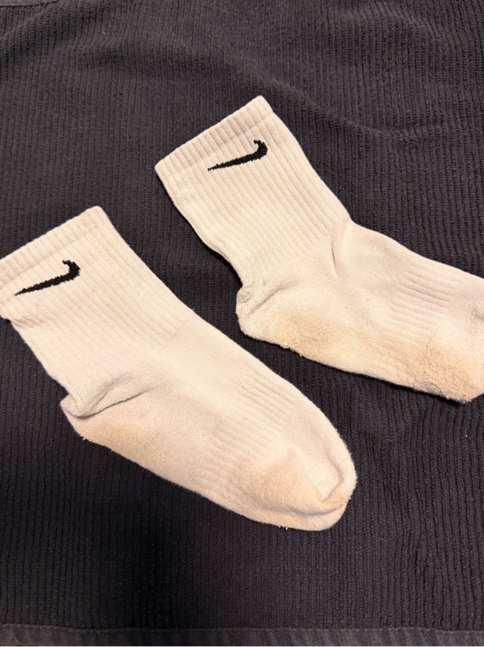 Nike White Crew Athletic Socks with Black Swoosh